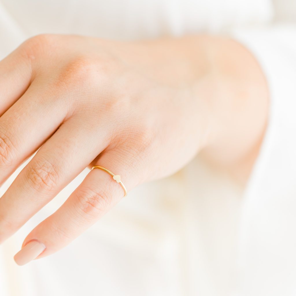 dainty heart stacking ring